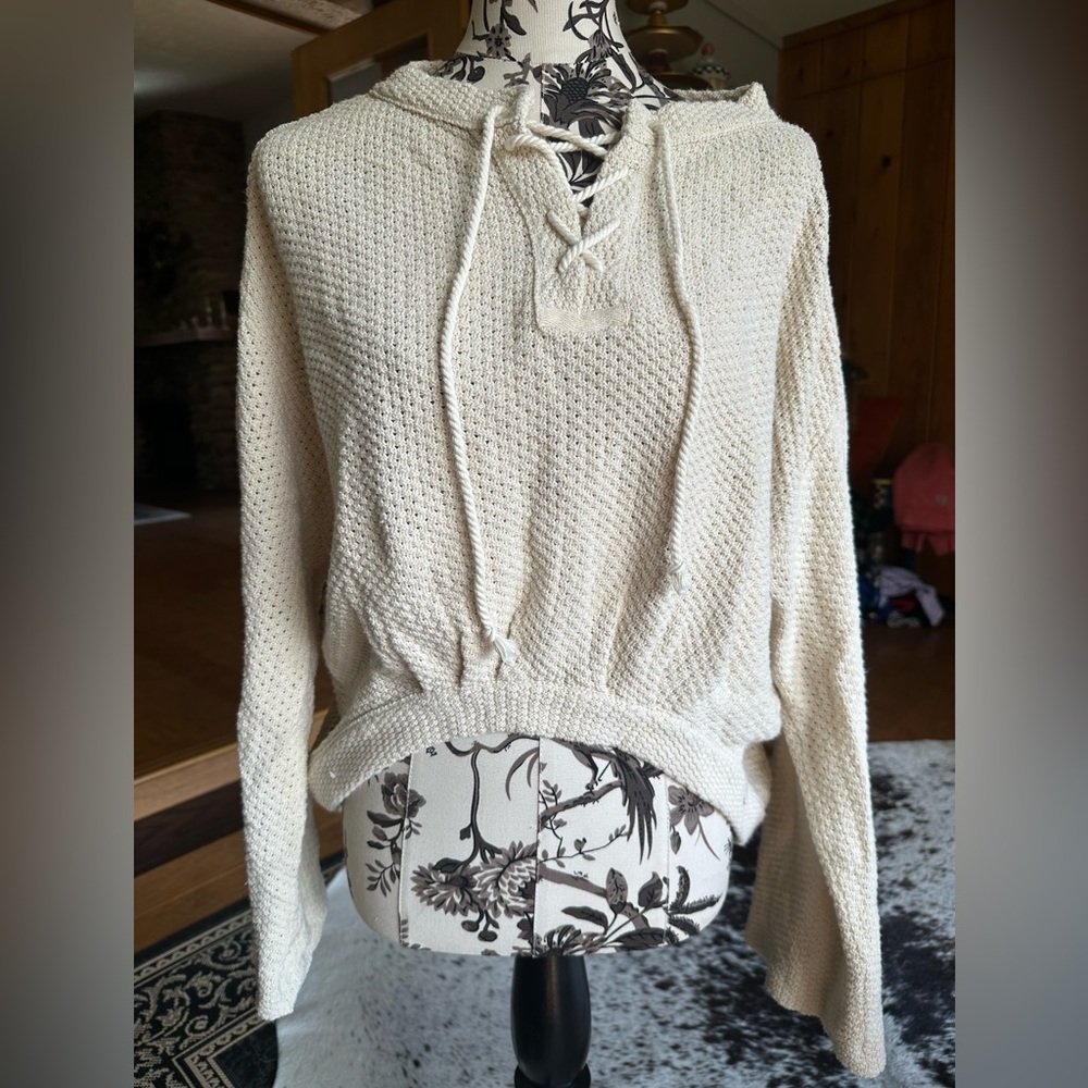 Free-est by Free People Pullover Cotton Sweater in Ivory size small